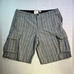 Aeropostale Authentic Cargo Shorts Size 38 Blue White Brown Plaid Masculine